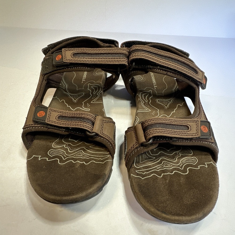 Merrell Men Dark Earth Potters Clay Hiking Sandals BrownLeather J276753C Size 12
